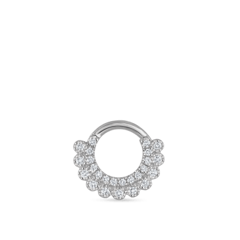 Diamond Apsara Hoop Earring White Gold 6.5mm 16 Gauge = 1.3mm