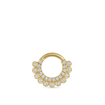 Diamond Apsara Hoop Earring Yellow Gold 6.5mm 16 Gauge = 1.3mm