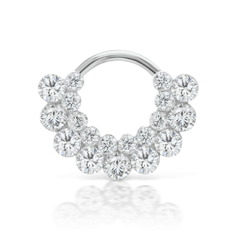 Invisible Diamond Apsara Hoop Earring White Gold 6.5mm 16 Gauge = 1.3mm