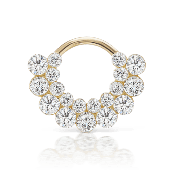 Invisible Diamond Apsara Hoop Earring Yellow Gold 6.5mm 16 Gauge = 1.3mm