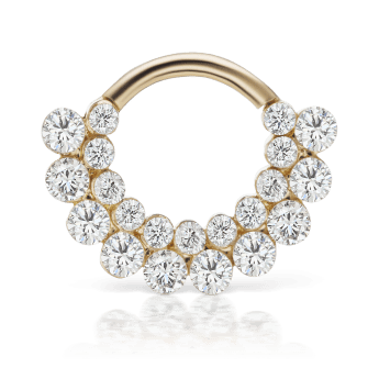 Invisible Diamond Apsara Hoop Earring Yellow Gold 8mm 16 Gauge = 1.3mm