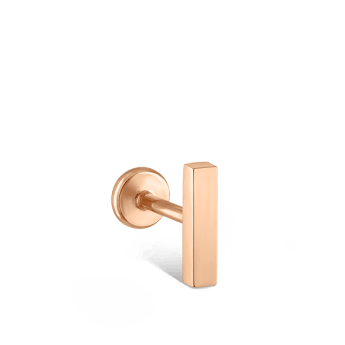 Polished Square Bar Threaded Stud Earring Rose Gold 7mm