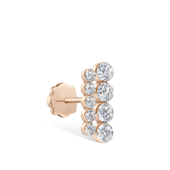 Invisible Set Diamond Apsara Bar Threaded Stud Earring Rose Gold 11mm