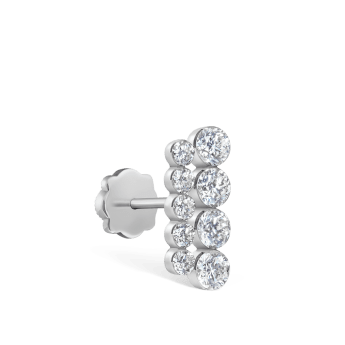 Invisible Set Diamond Apsara Bar Threaded Stud Earring White Gold 11mm