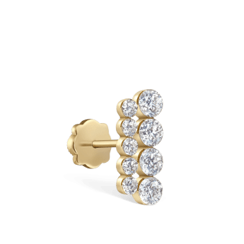 Invisible Set Diamond Apsara Bar Threaded Stud Earring Yellow Gold 11mm