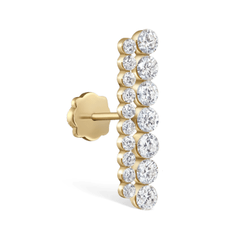 Invisible Set Diamond Apsara Bar Threaded Stud Earring Yellow Gold 18mm