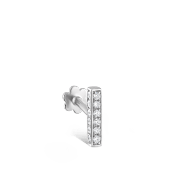 Square Diamond Pavé Bar Threaded Stud Earring