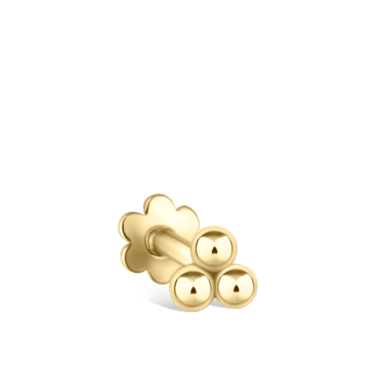 Ball Trinity Threaded Stud Earring Yellow Gold 3.5mm