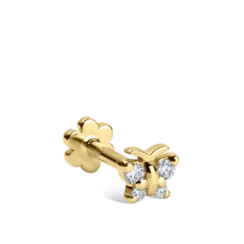 Diamond Butterfly Threaded Stud Earring Yellow Gold 4mm