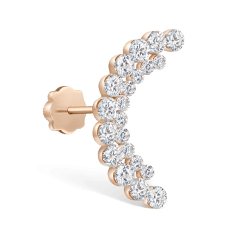 Invisible Set Diamond Apsara Curve Threaded Stud Earring Rose Gold