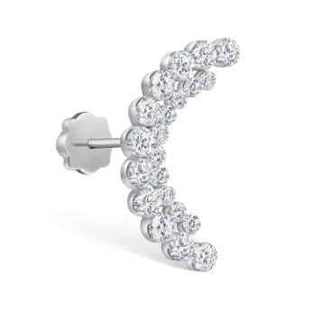 Invisible Set Diamond Apsara Curve Threaded Stud Earring White Gold