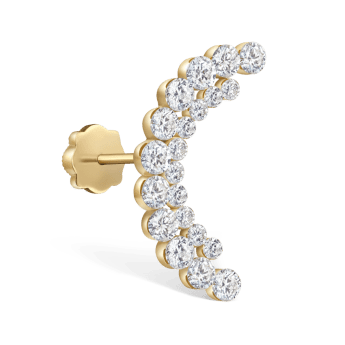 Invisible Set Diamond Apsara Curve Threaded Stud Earring Yellow Gold