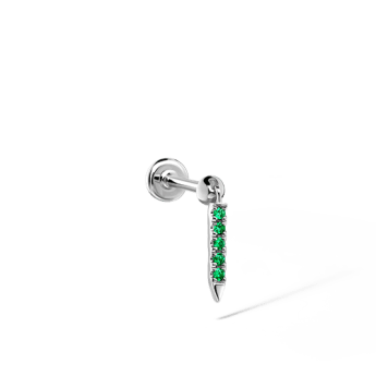 Emerald Eternity Bar Charm Threaded Stud Earring