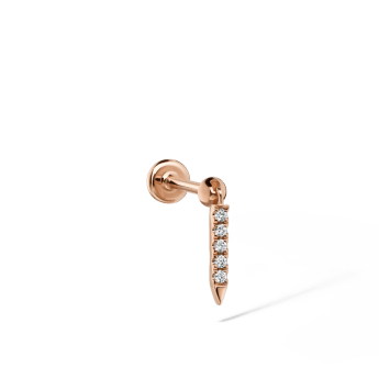 Diamond Eternity Bar Charm Threaded Stud Earring Rose Gold 7mm