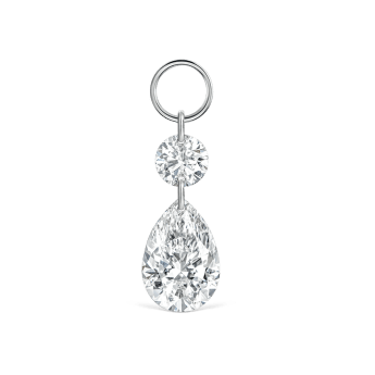 Floating Double Diamond Charm White Gold 3mm / 7.5mm