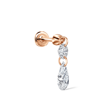 Floating Double Diamond Threaded Charm Earring Rose Gold 2mm / 5mm
