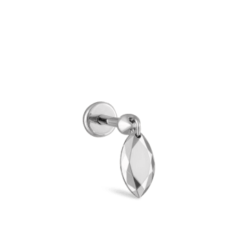 Faceted Gold Marquise Threaded Charm Earring White Gold 6.5mm