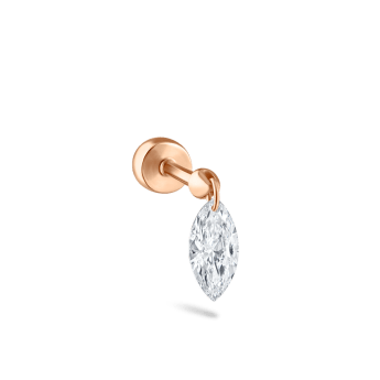 Floating Marquise Diamond Charm Threaded Stud Earring Rose Gold 6mm