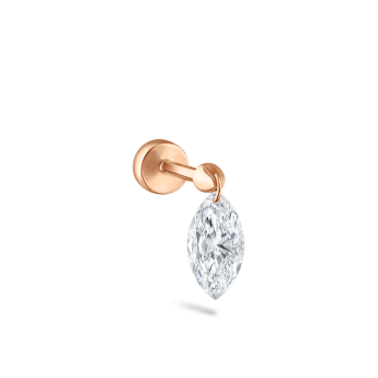 Floating Marquise Diamond Charm Threaded Stud Earring Rose Gold 7mm