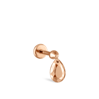 Faceted Gold Pear Threaded Charm Earring Rose Gold 5.5mm