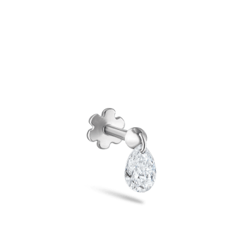 Floating Pear Diamond Charm Threaded Stud Earring
