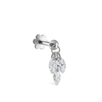 Floating Diamond Plume Threaded Charm Earring White Gold 3.5mm