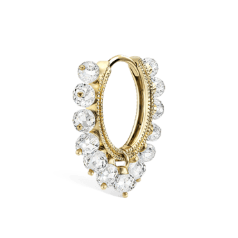 Diamond Coronet Hoop Earring Yellow Gold 9.5mm