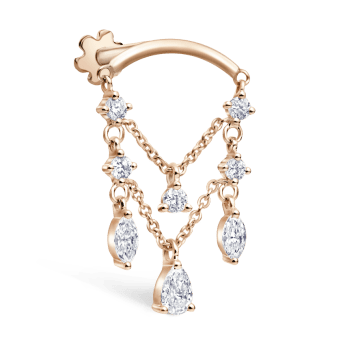 Diamond Drape Chandelier Threaded Stud Earring Rose Gold Horizontal