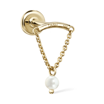 Pearl Drape Threaded Stud Earring Yellow Gold 2.5mm Horizontal