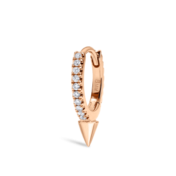 Single Short Spike Diamond Eternity Hoop Earring Rose Gold 8mm