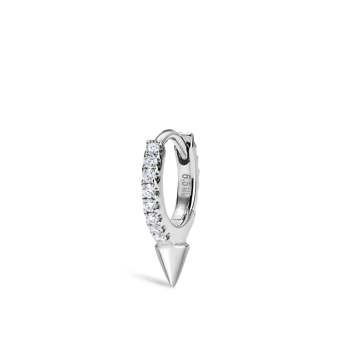 Single Short Spike Diamond Eternity Hoop Earring White Gold 6.5mm