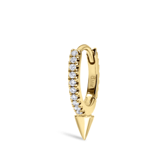 Single Short Spike Diamond Eternity Hoop Earring Yellow Gold 8mm