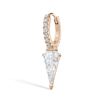 Silhouette Diamond Long Spike Eternity Hoop Earring Rose Gold 6.5mm