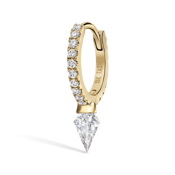 Silhouette Diamond Short Spike Eternity Hoop Earring Yellow Gold 8mm