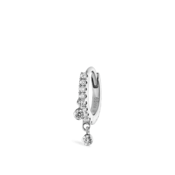 Diamond Eternity Double Dangle Hoop Earring White Gold 6.5mm