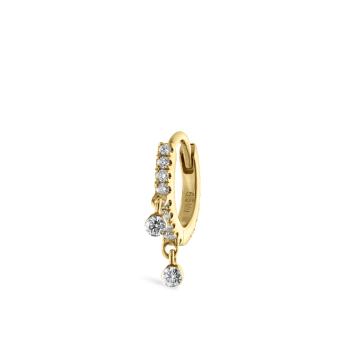 Diamond Eternity Double Dangle Hoop Earring Yellow Gold 6.5mm