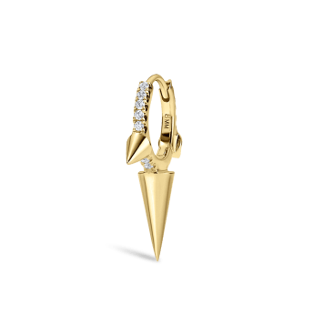 Triple Long Spike Diamond Eternity Hoop Earring Yellow Gold 8mm