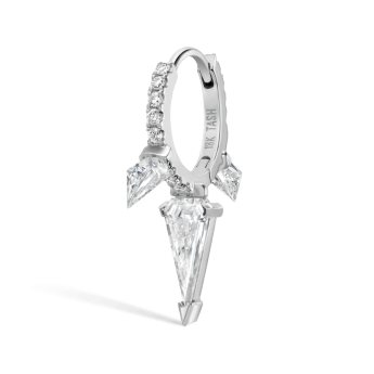 Silhouette Diamond Triple Long Spike Eternity Hoop Earring White Gold 8mm