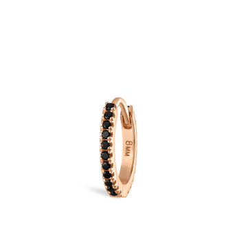 Black Diamond Eternity Hoop Earring Rose Gold 8mm