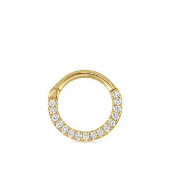 Diamond Horizontal Eternity Hoop Earring Yellow Gold 8mm 16 Gauge = 1.3mm