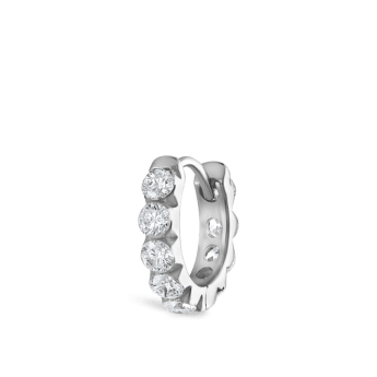 Invisible Set Large Diamond Eternity Hoop Earring White Gold 8mm