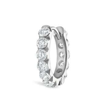 Invisible Set Large Diamond Eternity Hoop Earring White Gold 9.5mm