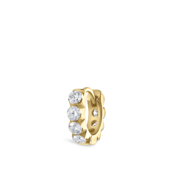 Invisible Set Large Diamond Eternity Hoop Earring Yellow Gold 6.5mm