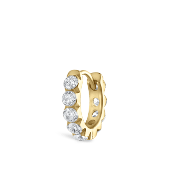 Invisible Set Large Diamond Eternity Hoop Earring Yellow Gold 8mm