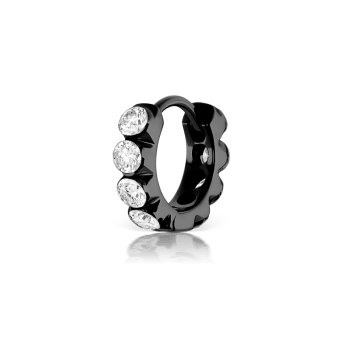 Invisible Set Large Diamond Eternity Hoop Earring Black Gold 6.5mm