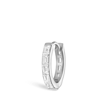 Invisible Set Baguette Diamond Eternity Hoop Earring White Gold 8mm