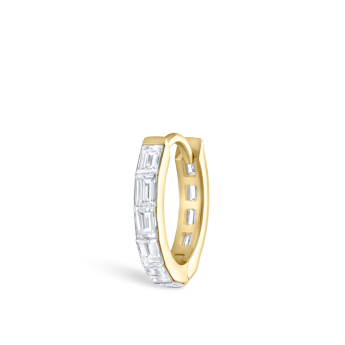 Invisible Set Baguette Diamond Eternity Hoop Earring Yellow Gold 8mm