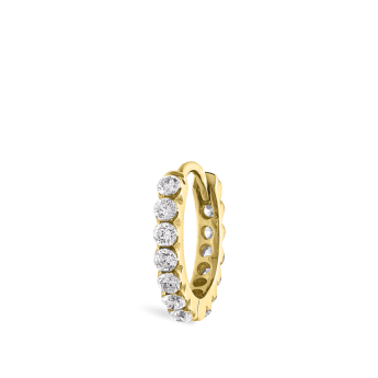 Invisible Set Diamond Eternity Hoop Earring Yellow Gold 8mm
