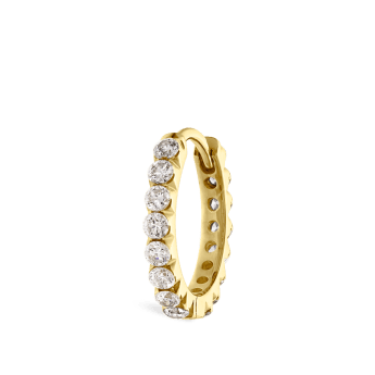Invisible Set Diamond Eternity Hoop Earring Yellow Gold 9.5mm