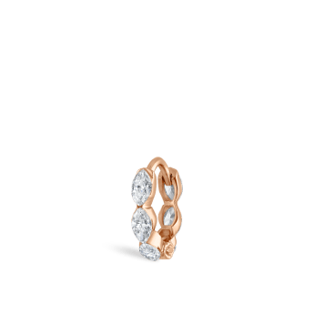 Invisible Set Diamond Marquise Eternity Hoop Earring Rose Gold 6.5mm